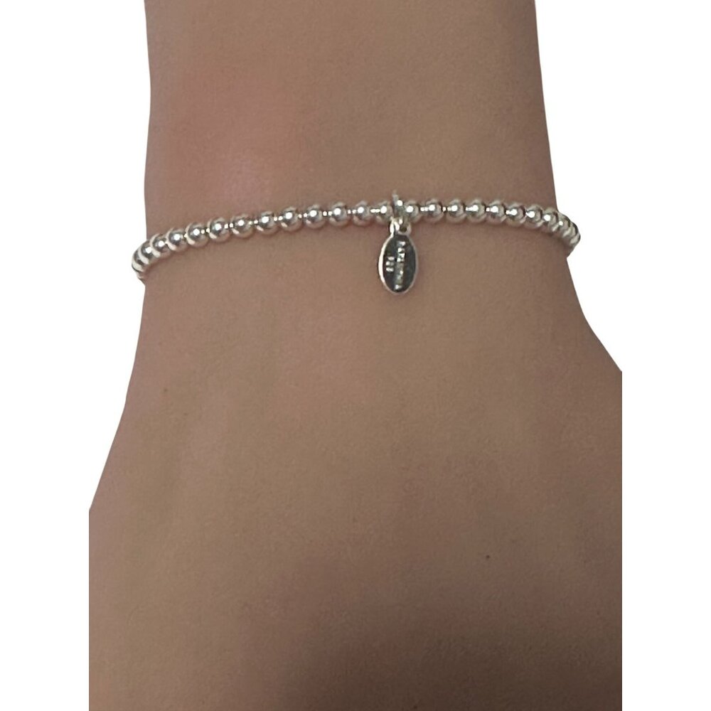 925 Sterling Silver Beaded Stretch Stacking Brace… - image 8